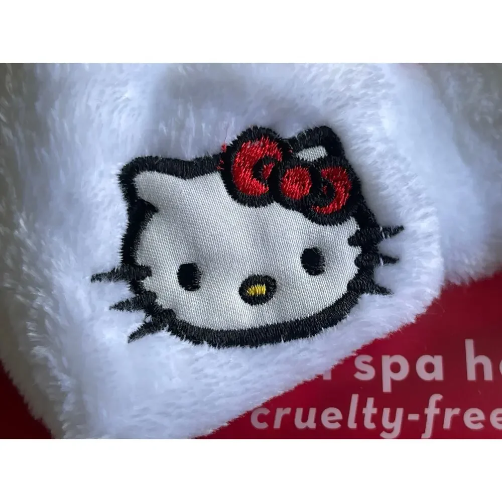 The Creme Shop Hello Kitty Plush Spa Headband White Bow Embroidered NEW Plush